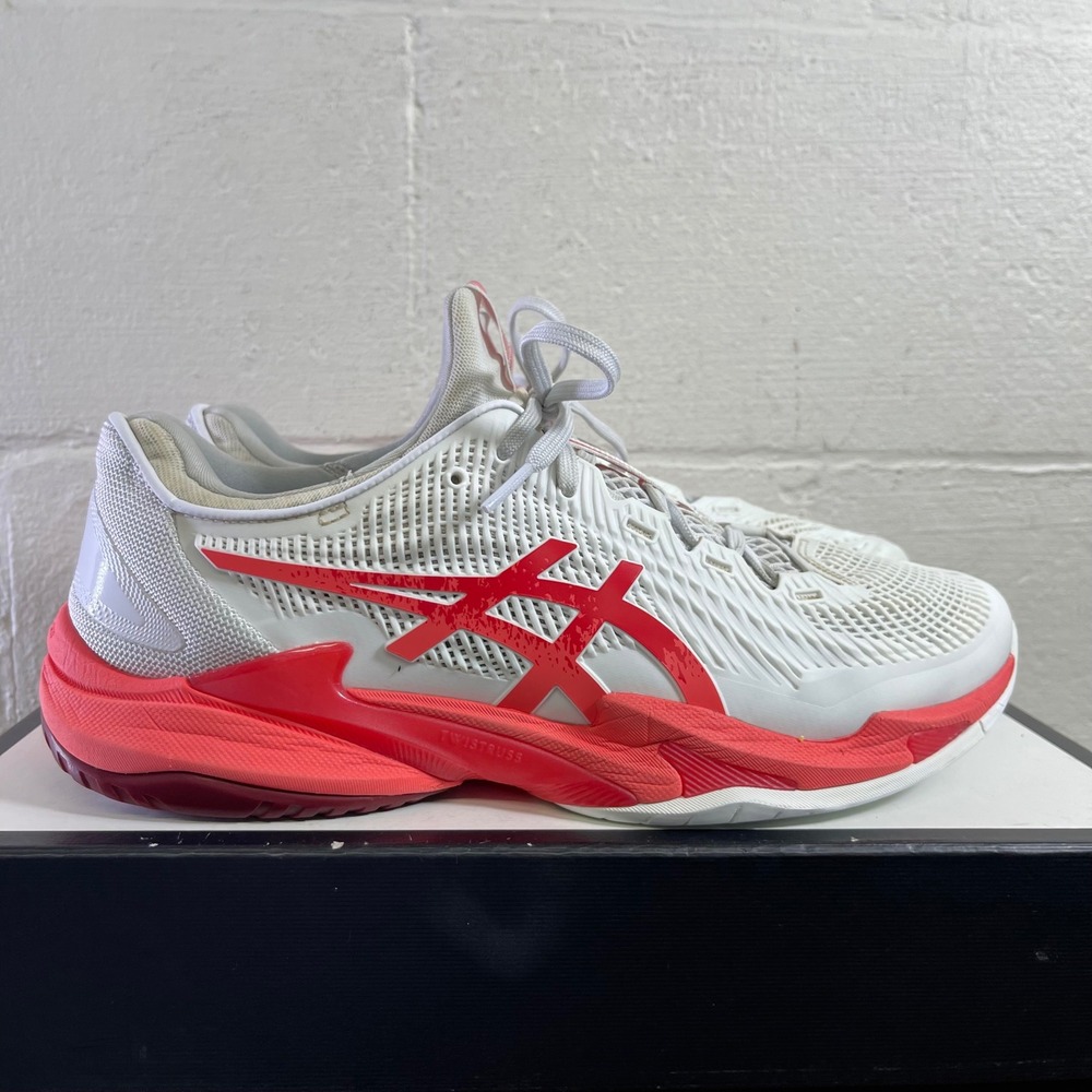 Asics Court FF 3 1041A522 White Electric Red Running Shoes Sneaker Men's 9.5 US